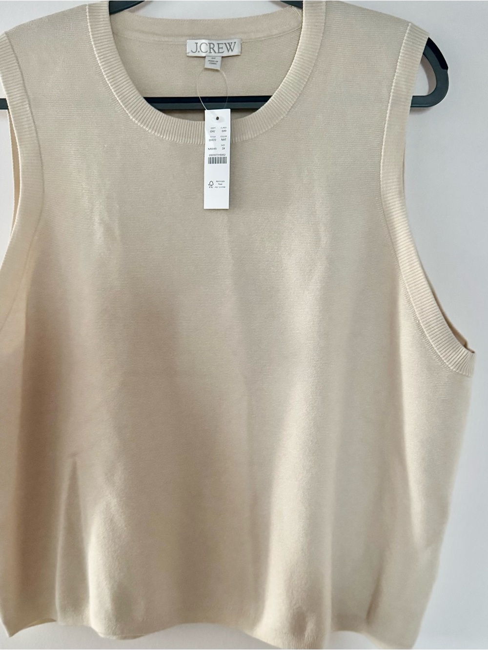 NWT J. Crew Sleeveless Knit Shell Lyocell Blend color “Natural” Size 3X - Picture 2 of 8